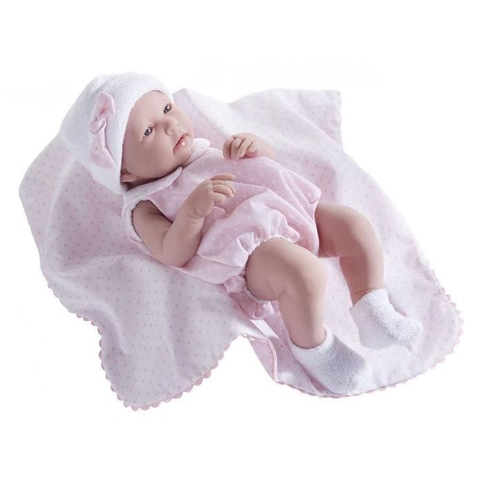 All-Vinyl La Newborn Doll in pink bubble suit outfit and blanket. REAL GIRL!