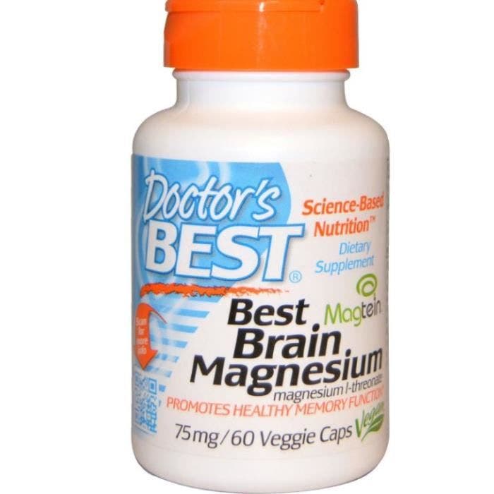Doctor's Best, Best cerveau magnésium 75 mg, 60 capsules végé