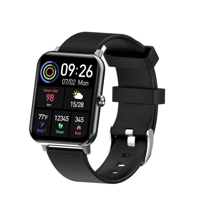 Montre sport 1.69 pouces connectée smartwatch homme femme BT 5.0 rappel intelligent Android IOS -Noir