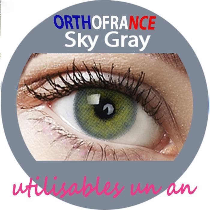 Lentilles contact couleur grises sky gray 2Tons 12 Mois sans correction Orthofrance ®.