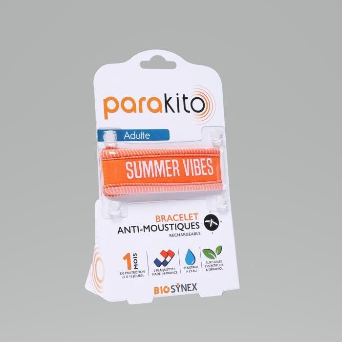 PARAKITO Bracelet Anti-Moustiques orange "Summer Vibes"