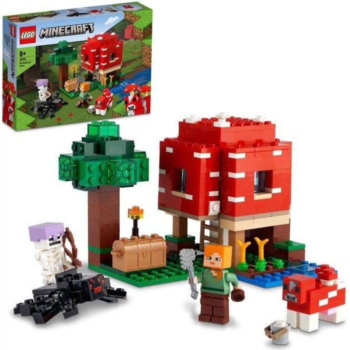 LEGO® 21179 Minecraft La Maison Champignon, Set Jouet de Construction pour Enfants dès 8 ans, Idée de Cadeau, avec Figurines