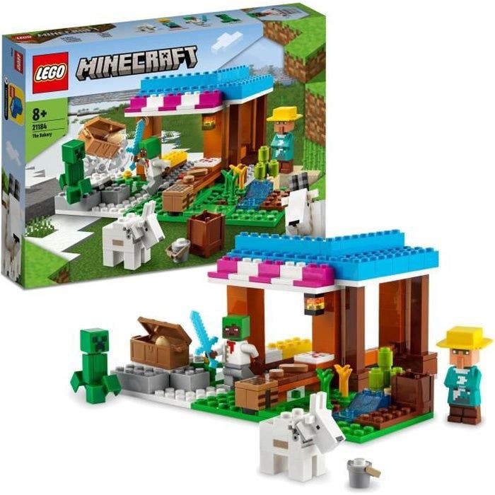 LEGO® 21184 Minecraft La Boulangerie, Jouet de Village, Figurines de Creeper, Épée et Animal, Cadeau Anniversaire dès 8 ans