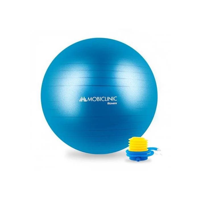 Ballon de Pilates | Antidérapant | Anti-perforation | Gonfleur inclus | Lavable | 65 cm | Bleu | PY-01 |Mobiclinic