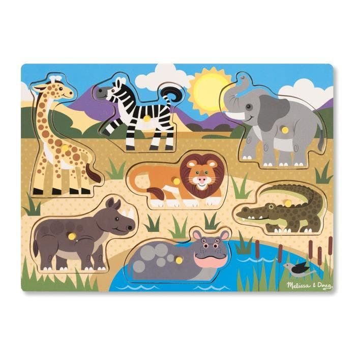 MELISSA & DOUG Puzzle En Bois À Boutons - Safari