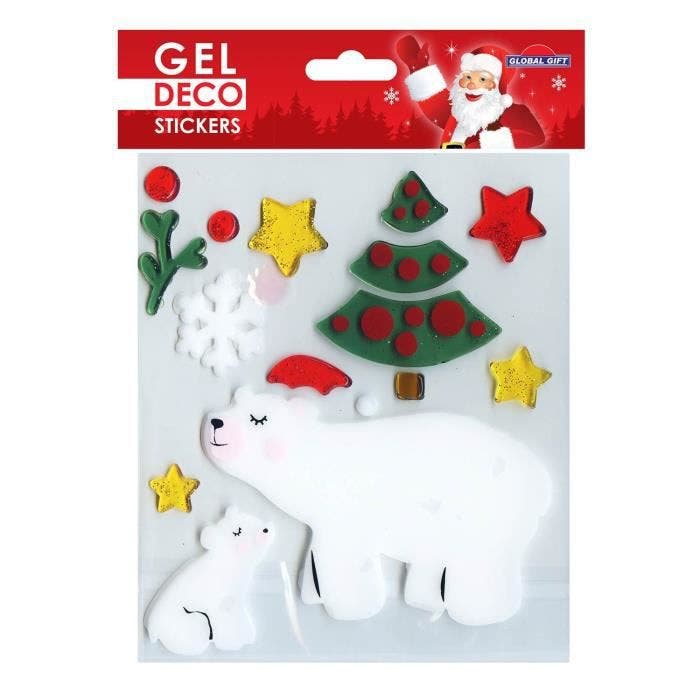 Stickers gel Noël pour fenêtre - Ours blanc
