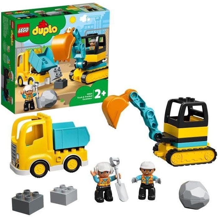LEGO® 10931 DUPLO Le Camion Et La Pelleteuse, Engin de chantier Jouet Pour Les Enfants De 2 ans et +