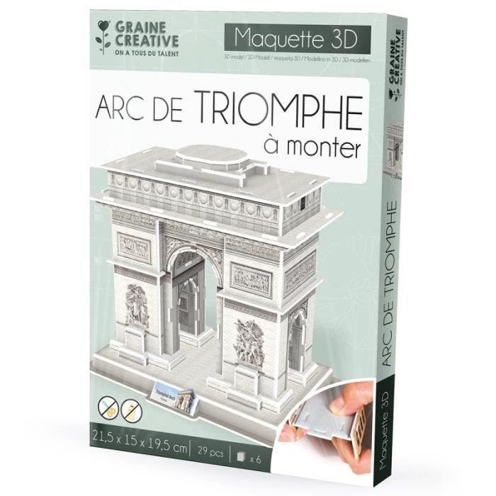Puzzle 3D maquette - Arc de Triomphe - 22 x 16 x 20 cm - 54 pcs