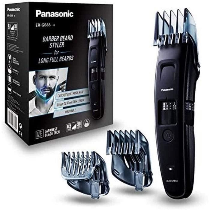 Panasonic - Personalcare ER-GB86-K503 | Tondeuse barbe - Spécial barbes longues 58 Réglages 3 accessoires 50 min d'autonomie Charge