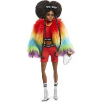Barbie - Barbie Extra Manteau Multicolore Brune Coupe Afro - Poupée - 3 ans et +
