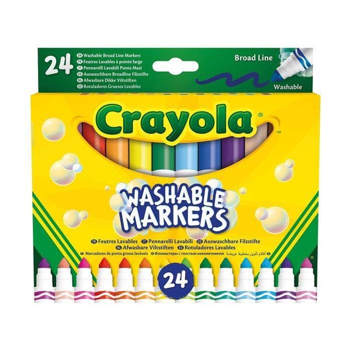 Crayola -24 marqueurs lavables, Pointe Maxi, Assortis, pour l'école et Temps Libre, Couleur, 58 ? 6570 - 58-6570